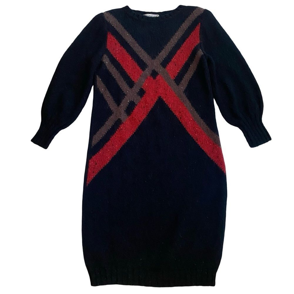 Vintage 80s Yves Saint Laurent Variation Mohair Wool Silk Blend Sweater Dress